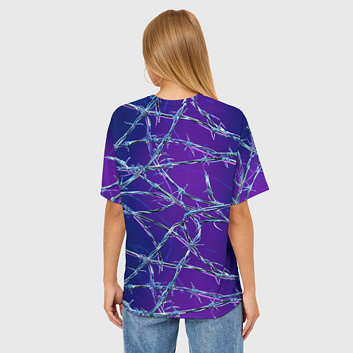 Женская футболка оверсайз Проволока на сине-фиолетовом фоне - абстрактная те / 3D-принт – фото 4