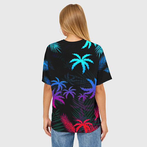 Женская футболка оверсайз Starfield неоновые тропики / 3D-принт – фото 4