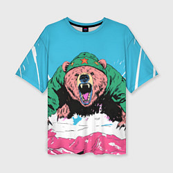 Футболка оверсайз женская Хищный русский медведь, цвет: 3D-принт