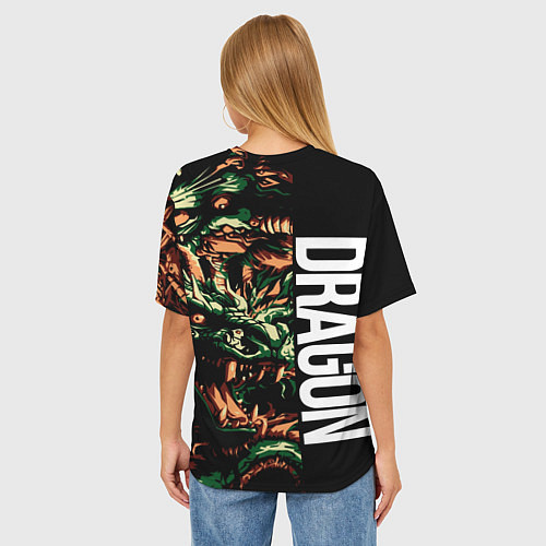 Женская футболка оверсайз Татуировка дракона ирезуми / 3D-принт – фото 4