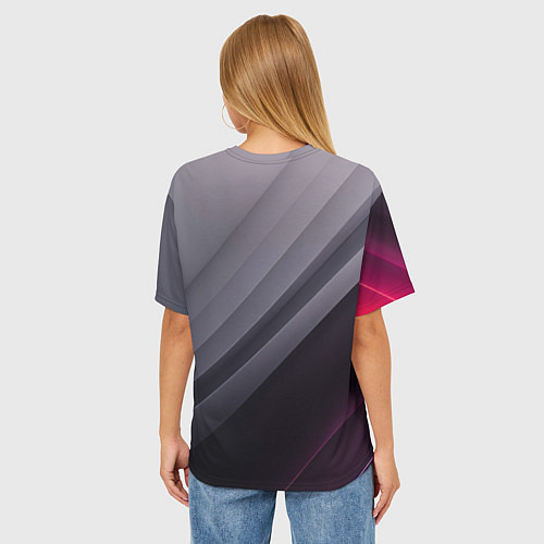 Женская футболка оверсайз Color black grey / 3D-принт – фото 4