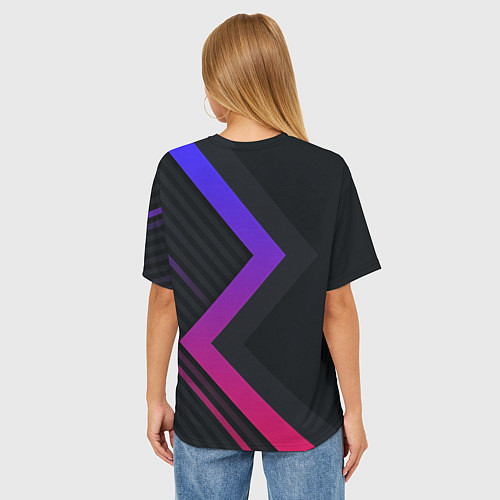 Женская футболка оверсайз Color black line / 3D-принт – фото 4