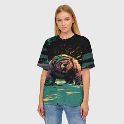 Футболка оверсайз женская Медведь в гневе, цвет: 3D-принт — фото 2