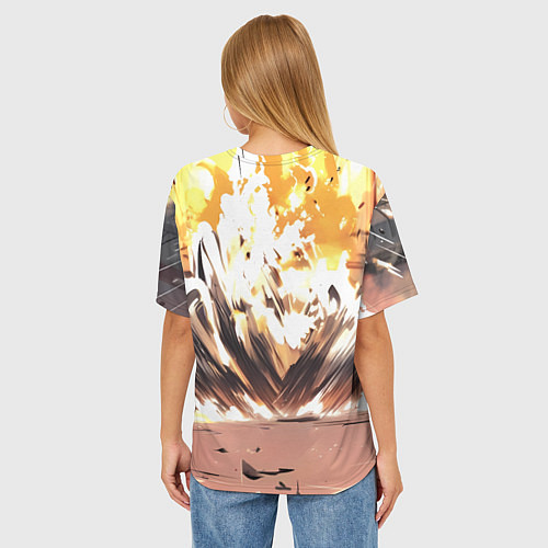 Женская футболка оверсайз Злой русский медведь с пилоткой на голове / 3D-принт – фото 4