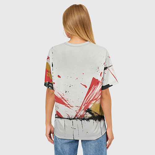 Женская футболка оверсайз Медведь и брызги краски / 3D-принт – фото 4