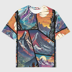 Футболка оверсайз женская Горы в стиле фэнтези, цвет: 3D-принт