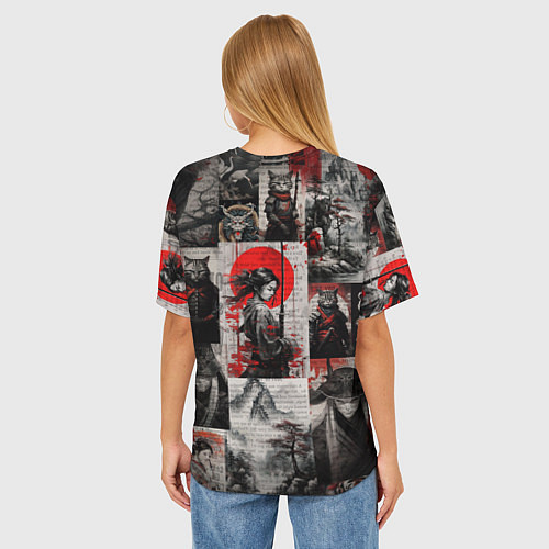 Женская футболка оверсайз Japanese samurai art / 3D-принт – фото 4