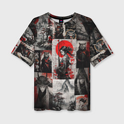 Женская футболка оверсайз Japanese samurai art