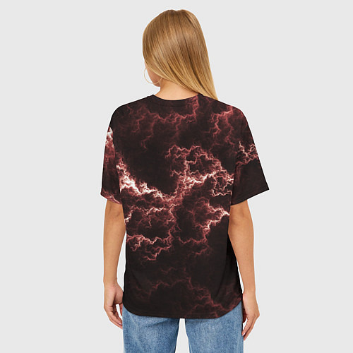 Женская футболка оверсайз Lightning red / 3D-принт – фото 4