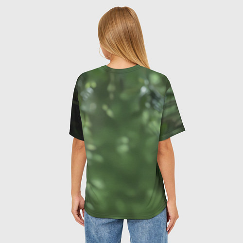 Женская футболка оверсайз Рептилия с зелеными глазами / 3D-принт – фото 4