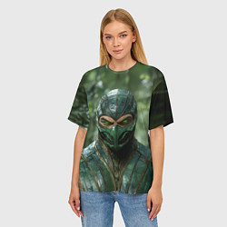 Футболка оверсайз женская Рептилия с зелеными глазами, цвет: 3D-принт — фото 2