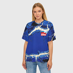 Футболка оверсайз женская Russia blue abstract, цвет: 3D-принт — фото 2