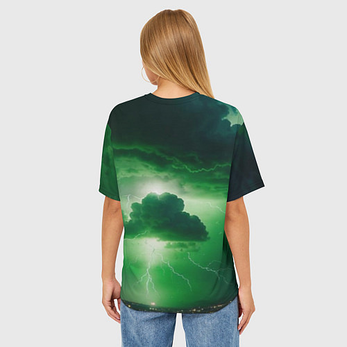 Женская футболка оверсайз Зелёный гром / 3D-принт – фото 4
