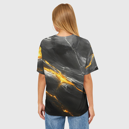 Женская футболка оверсайз Россия черно-желтый фон / 3D-принт – фото 4