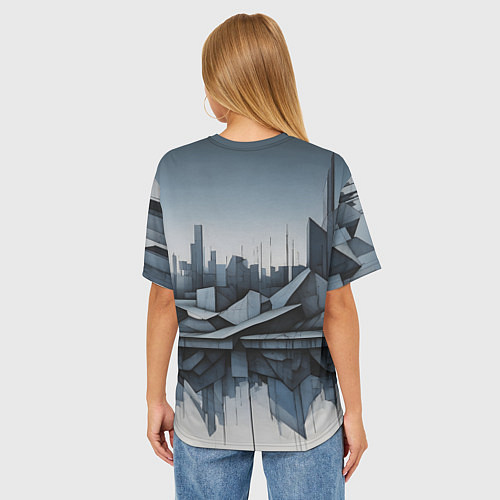 Женская футболка оверсайз Небоскребы и скалы / 3D-принт – фото 4