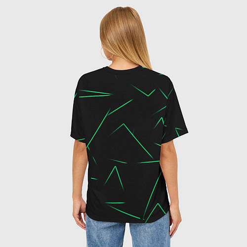 Женская футболка оверсайз Color light green line / 3D-принт – фото 4