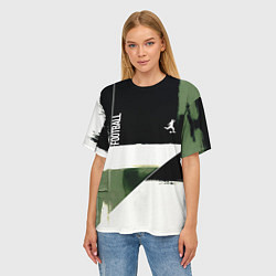 Футболка оверсайз женская Футбол на фоне брызг красок, цвет: 3D-принт — фото 2