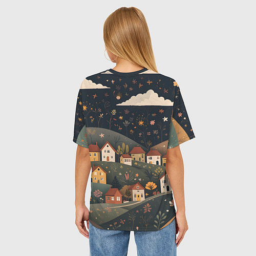 Женская футболка оверсайз Сказочный городок / 3D-принт – фото 4