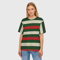 Футболка оверсайз женская Цветные лини текстура ткани, цвет: 3D-принт — фото 2