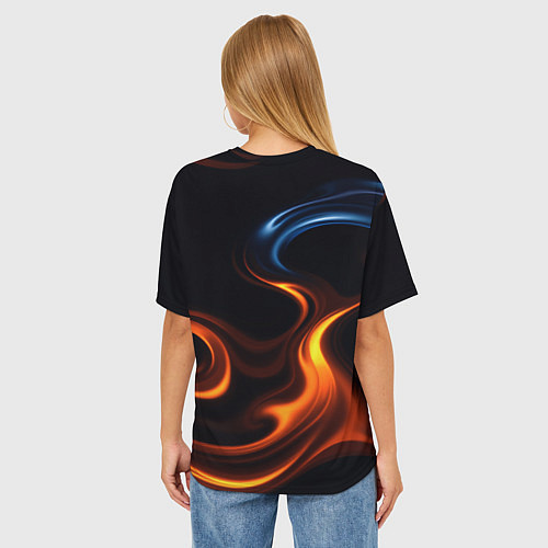 Женская футболка оверсайз The color is fire orange / 3D-принт – фото 4