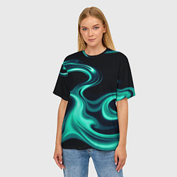 Футболка оверсайз женская Color turquoise black, цвет: 3D-принт — фото 2