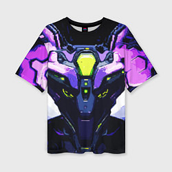 Женская футболка оверсайз Cyberpunk purple armor