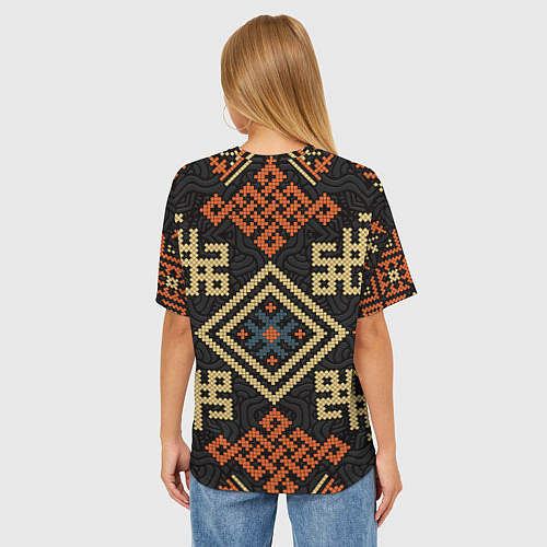 Женская футболка оверсайз Древний узор с защитными символами / 3D-принт – фото 4