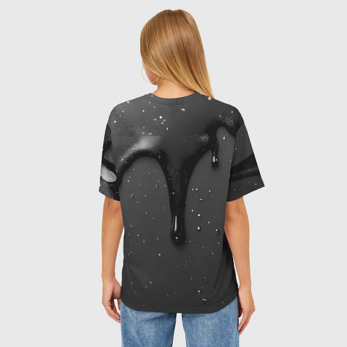 Женская футболка оверсайз Золотой герб России на черной текстуре / 3D-принт – фото 4