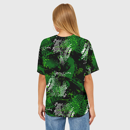 Женская футболка оверсайз Герб России - зеленый камуфляж / 3D-принт – фото 4