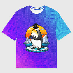 Футболка оверсайз женская Пингвин с фотоаппаратом, цвет: 3D-принт