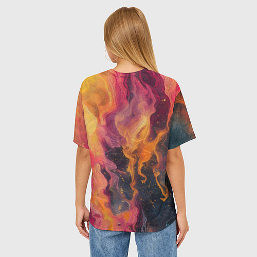 Женская футболка оверсайз Череп в RGB хаосе / 3D-принт – фото 4