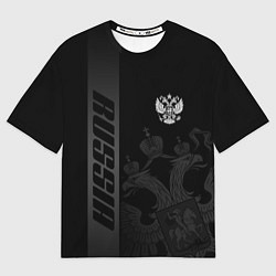 Футболка оверсайз женская Герб России - черный монохром, цвет: 3D-принт