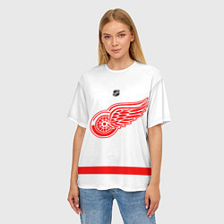 Футболка оверсайз женская Detroit Red Wings white, цвет: 3D-принт — фото 2