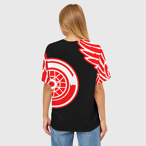 Женская футболка оверсайз Detroit Red Wings team / 3D-принт – фото 4