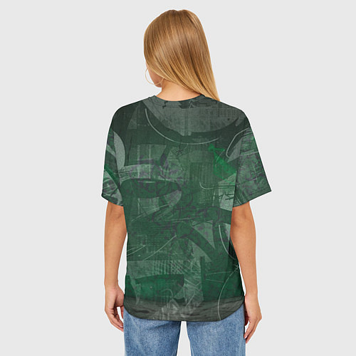 Женская футболка оверсайз Кибернетический мишка / 3D-принт – фото 4