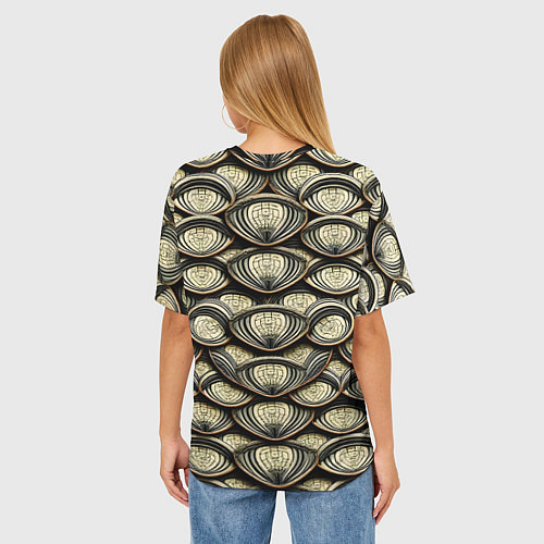 Женская футболка оверсайз Объемный египетский паттерн / 3D-принт – фото 4