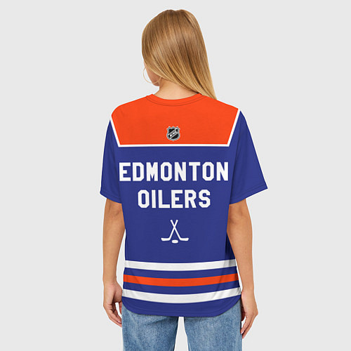 Женская футболка оверсайз Edmonton Oilers - NHL team / 3D-принт – фото 4