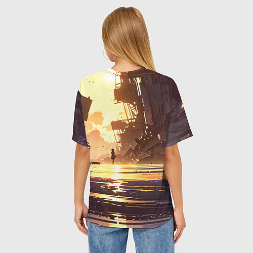Женская футболка оверсайз Аниме под солнцем / 3D-принт – фото 4