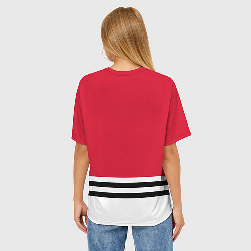 Женская футболка оверсайз Чикаго Блэкхокс хоккей / 3D-принт – фото 4