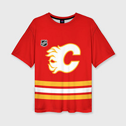 Футболка оверсайз женская Калгари Флэймз хоккей, цвет: 3D-принт