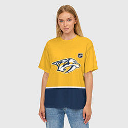 Футболка оверсайз женская Нэшвилл Предаторз хоккей, цвет: 3D-принт — фото 2