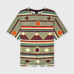 Футболка оверсайз женская Этнический мотив с горами, цвет: 3D-принт