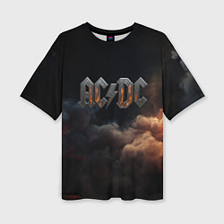 Футболка оверсайз женская ACDC металлический лого, цвет: 3D-принт