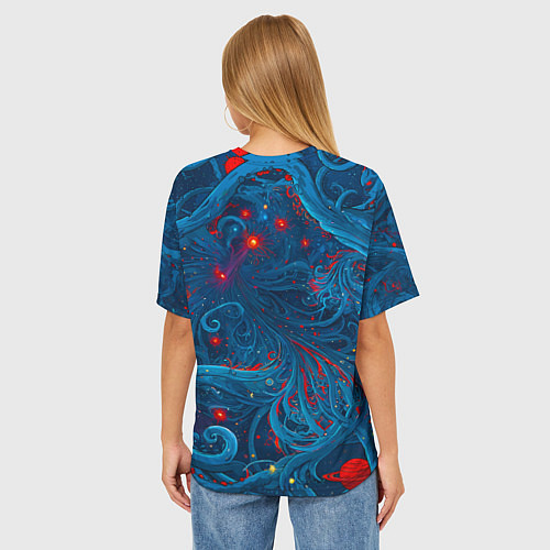 Женская футболка оверсайз Контакт с хаосом / 3D-принт – фото 4