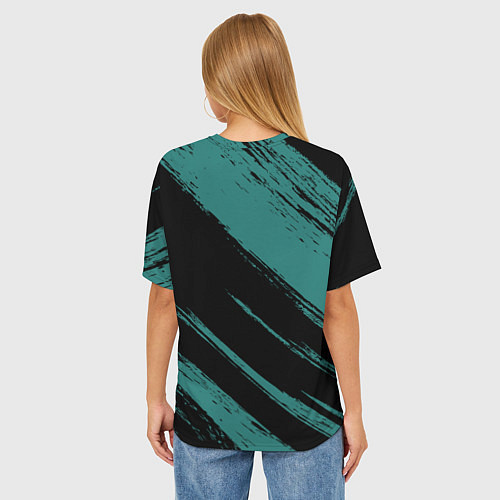 Женская футболка оверсайз Анахайм Дакс - зеленая краска / 3D-принт – фото 4