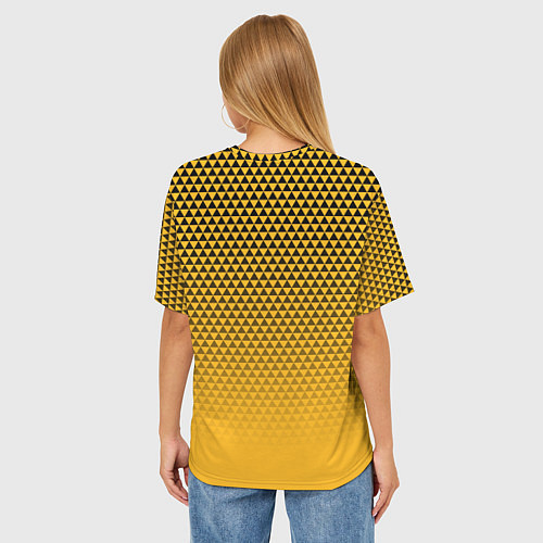 Женская футболка оверсайз Бостон Брюинз - паттерн треугольников / 3D-принт – фото 4