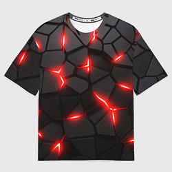 Женская футболка оверсайз Красная неоновая броня