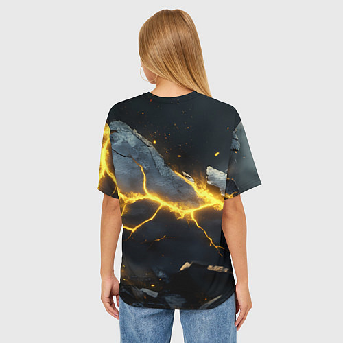 Женская футболка оверсайз Astro в золотой рамке / 3D-принт – фото 4