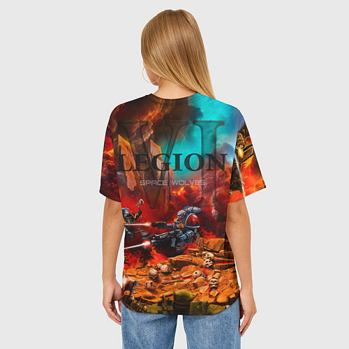 Женская футболка оверсайз Лман Русс примарх Космических Волков / 3D-принт – фото 4