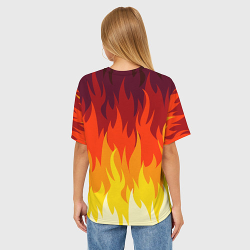 Женская футболка оверсайз Saitama in fire / 3D-принт – фото 4